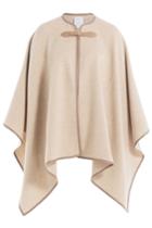 Max Mara Max Mara Wool Cape With Leather Trim - Beige