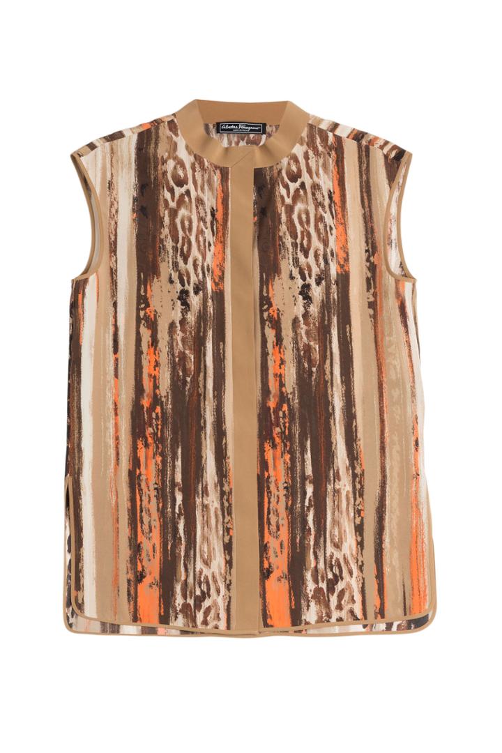 Salvatore Ferragamo Salvatore Ferragamo Printed Silk Blouse - Brown