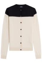 Jil Sander Navy Jil Sander Navy Two-tone Silk Cardigan With Cashmere