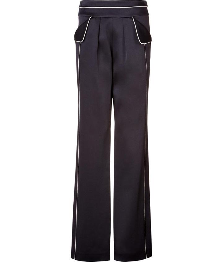 Derek Lam Crepe Wide Leg Pants With Piping In White