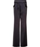 Derek Lam Crepe Wide Leg Pants With Piping In White