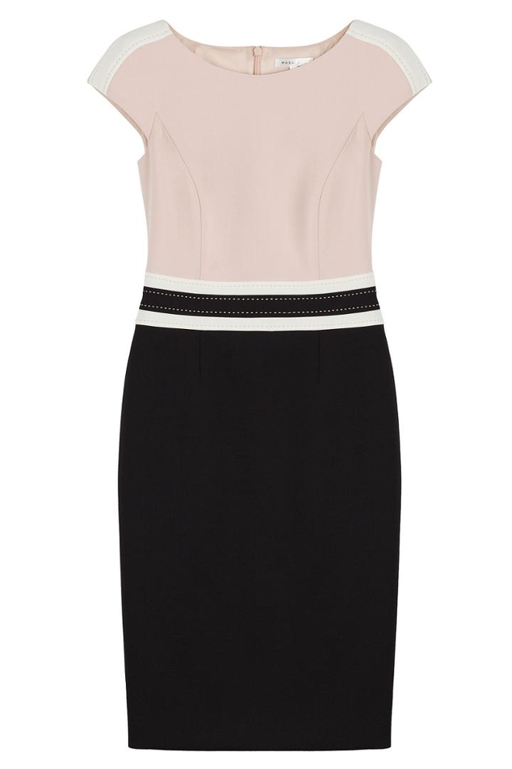Paule Ka Paule Ka Cap Sleeve Colorblock Sheath Dress With Banded Trim - Multicolor