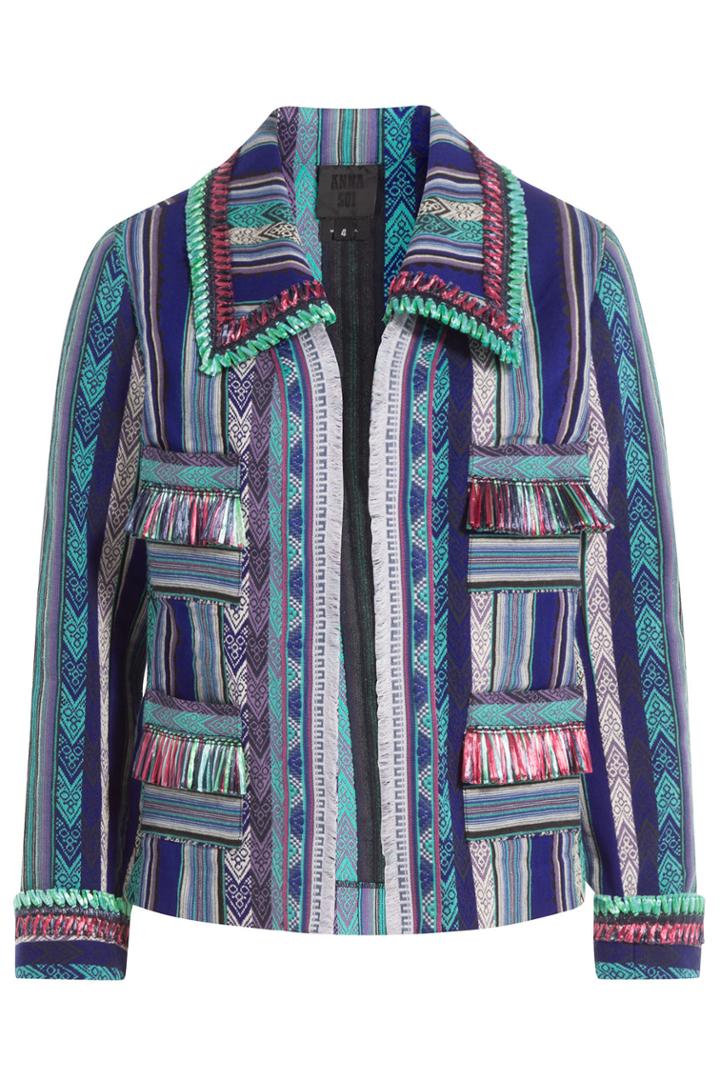 Anna Sui Anna Sui Serape Striped Jacket With Fringe