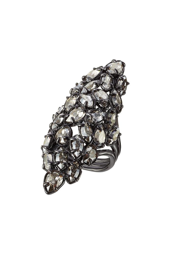 Alexis Bittar Alexis Bittar Ruthenium Ring With Swarovski Crystals - None