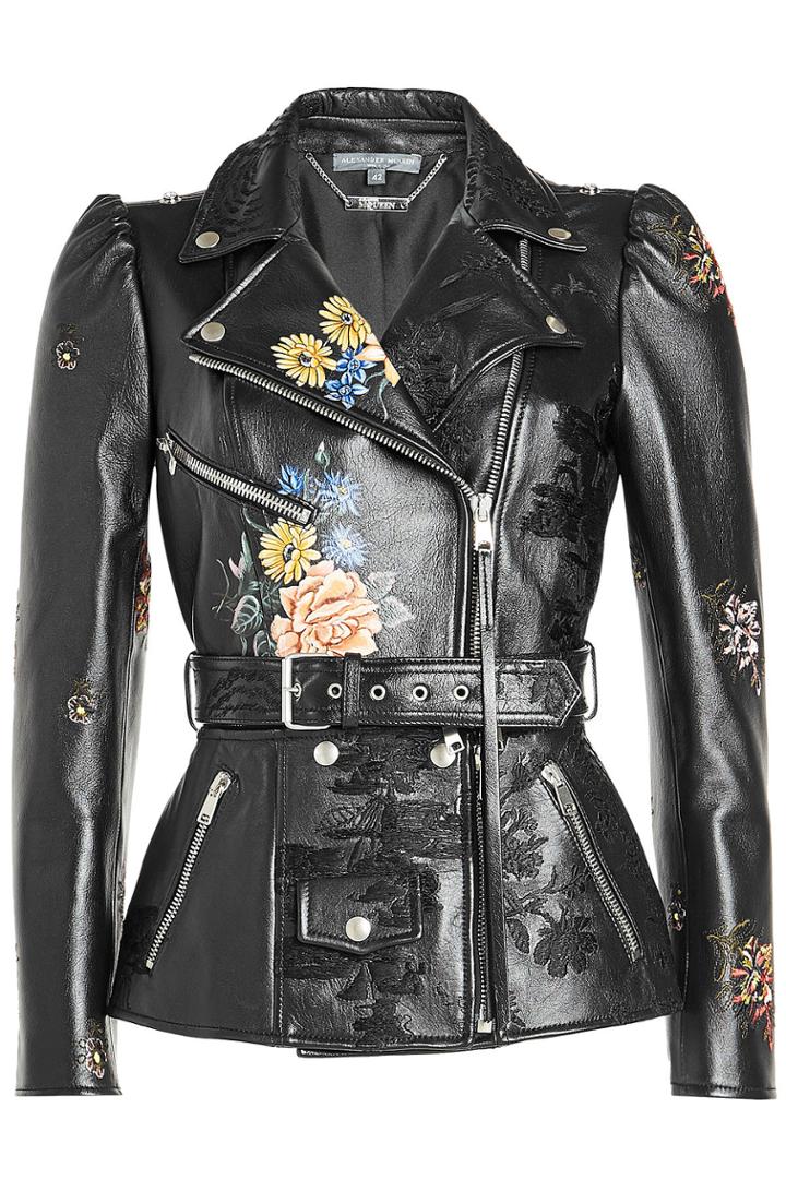 Alexander Mcqueen Alexander Mcqueen Printed And Embroidered Leather Jacket