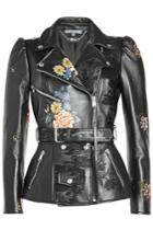 Alexander Mcqueen Alexander Mcqueen Printed And Embroidered Leather Jacket