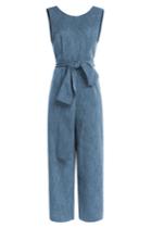 Isa Arfen Isa Arfen Cotton-linen Belted Jumpsuit - Blue