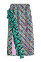 Marco De Vincenzo Marco De Vincenzo Printed Silk Skirt With Flutter Hem