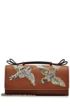 Red Valentino Red Valentino Textured Leather Shoulder Bag With Sequins - Camel