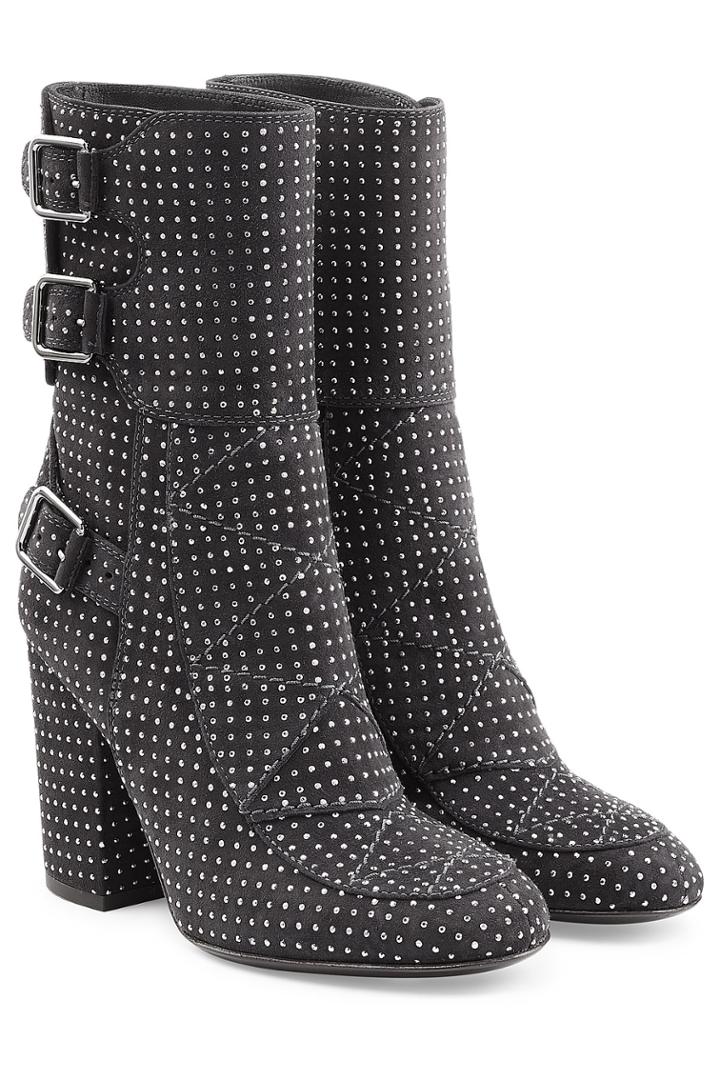 Laurence Dacade Laurence Dacade Embellished Suede Ankle Boots - Silver
