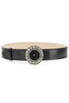Alexander Mcqueen Alexander Mcqueen Leather Belt With Jewel Embellished Buckle - Black