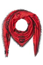 Alexander Mcqueen Alexander Mcqueen Printed Scarf With Silk - Red