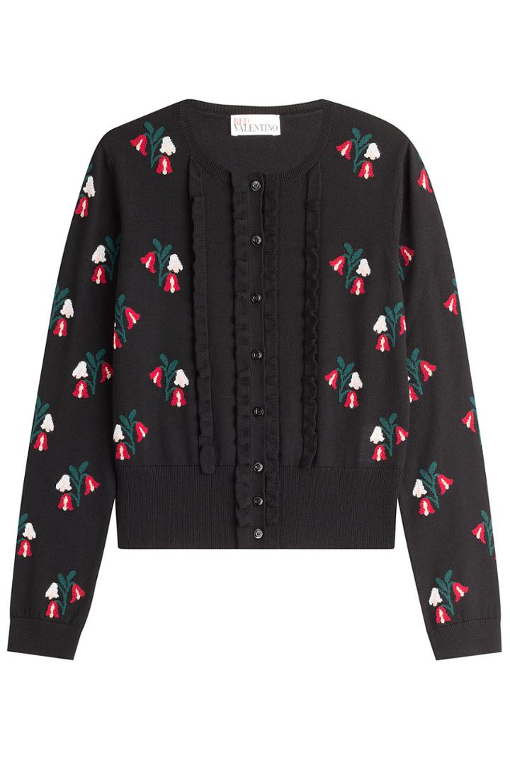 R.e.d. Valentino R.e.d. Valentino Wool Floral Knit Cardigan