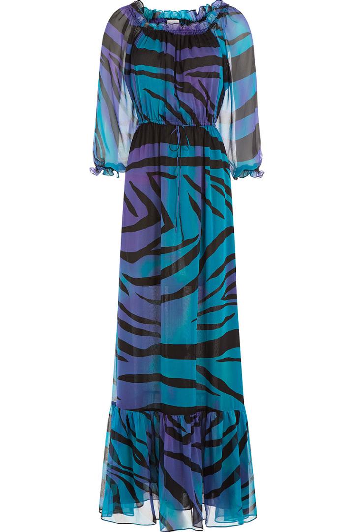 Diane Von Furstenberg Diane Von Furstenberg Printed Silk Chiffon Maxi Dress - Purple