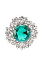 Kenneth Jay Lane Kenneth Jay Lane Crystal Brooch With Faceted Stone - Green
