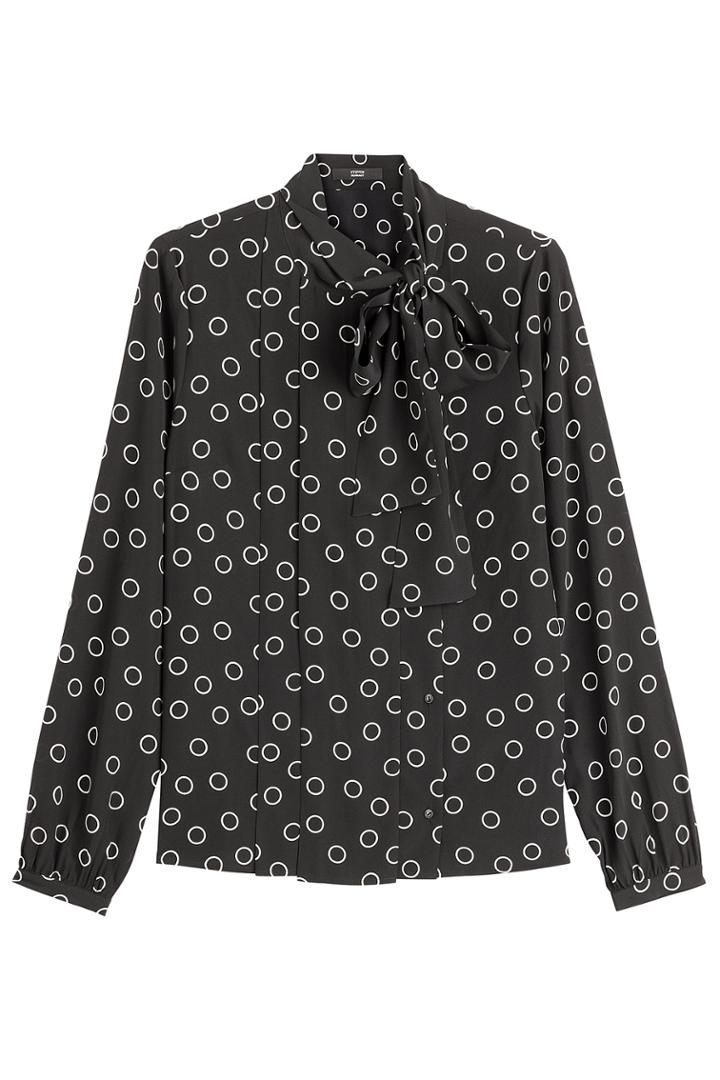 Steffen Schraut Steffen Schraut The Bow Avenue Printed Silk Blouse - Black