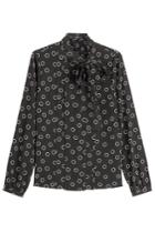 Steffen Schraut Steffen Schraut The Bow Avenue Printed Silk Blouse - Black