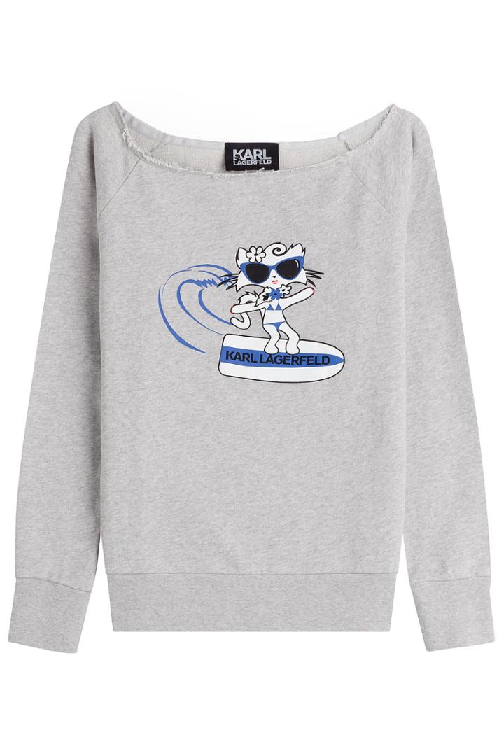 Karl Lagerfeld Karl Lagerfeld Choupette On The Beach Cotton Sweatshirt - Grey