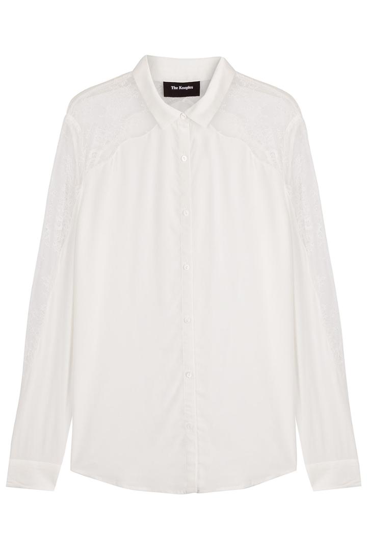 The Kooples The Kooples Silk Blouse With Lace - White