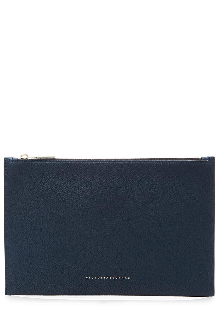Victoria Beckham Victoria Beckham Simple Pouch Leather Clutch - Blue