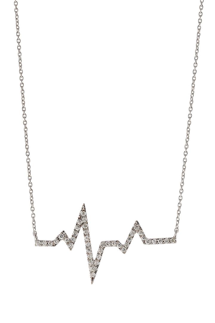 Diane Kordas Diane Kordas Heartbeat 18kt White Gold Necklace With White Diamonds - Silver