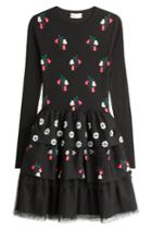 R.e.d. Valentino R.e.d. Valentino Wool Floral Knit Dress With Dotted Tulle Skirt