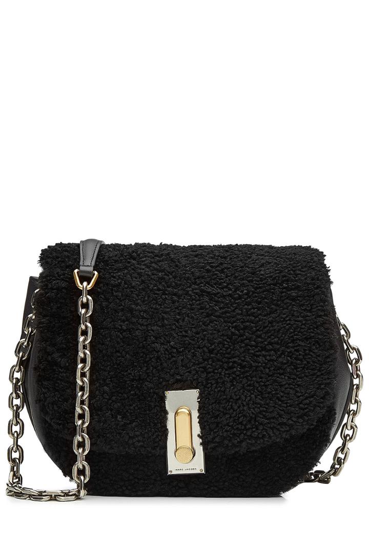 Marc Jacobs Marc Jacobs Leather Shoulder Bag With Shearling - Black
