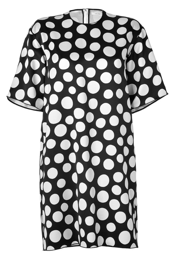 Céline Céline Black/white Polka Dot Silk-wool Dress