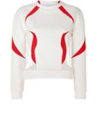 Prabal Gurung Neoprene Sweatshirt With Tulle Inserts In White/vermilion