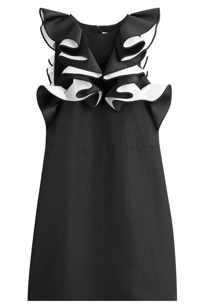 Victoria, Victoria Beckham Victoria, Victoria Beckham Micro Faille Double Ruffle Shift Dress