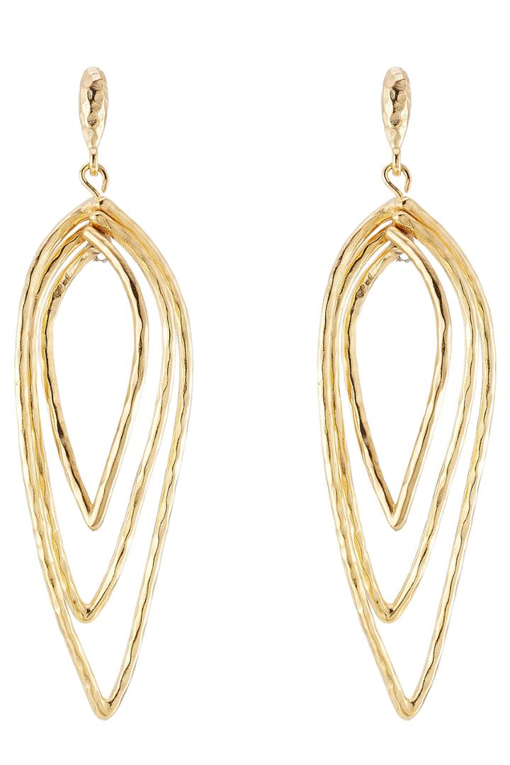 Kenneth Jay Lane Kenneth Jay Lane Hammered Metal Layered Teardrop Earrings - Gold