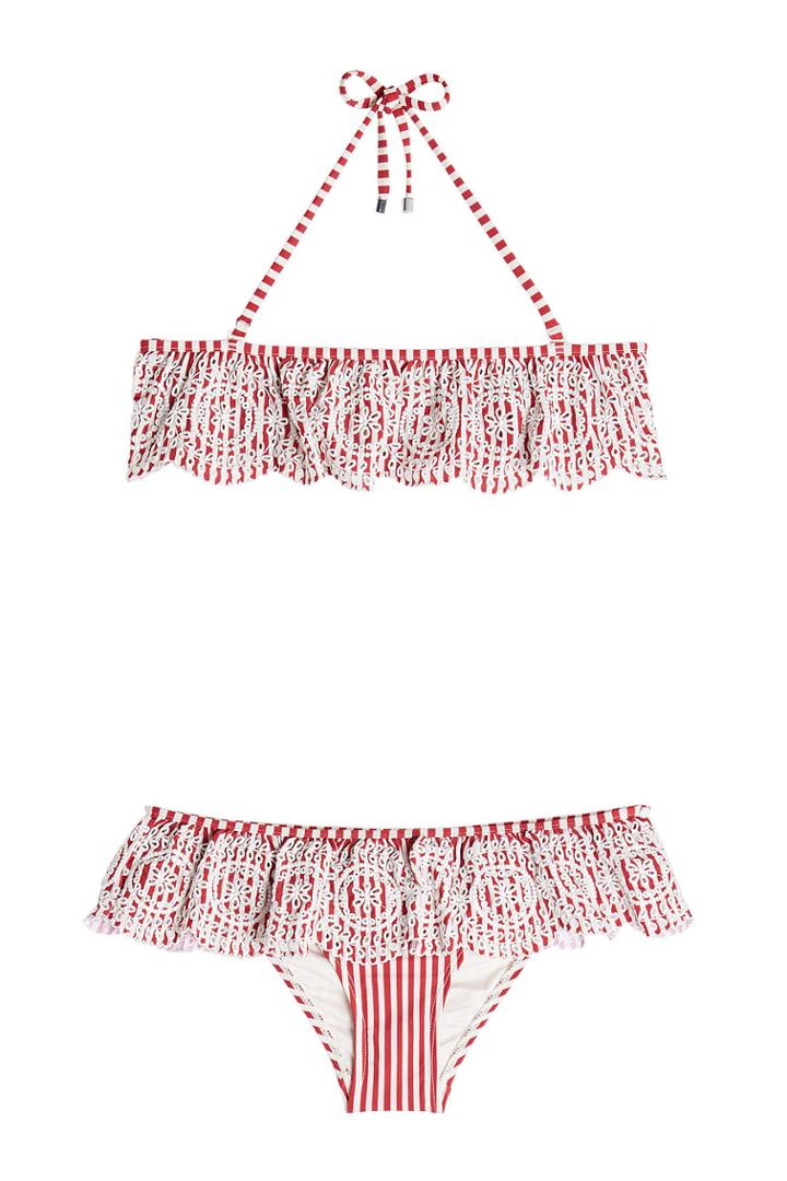 Zimmermann Zimmermann Striped Bikini With Embroidered Detail