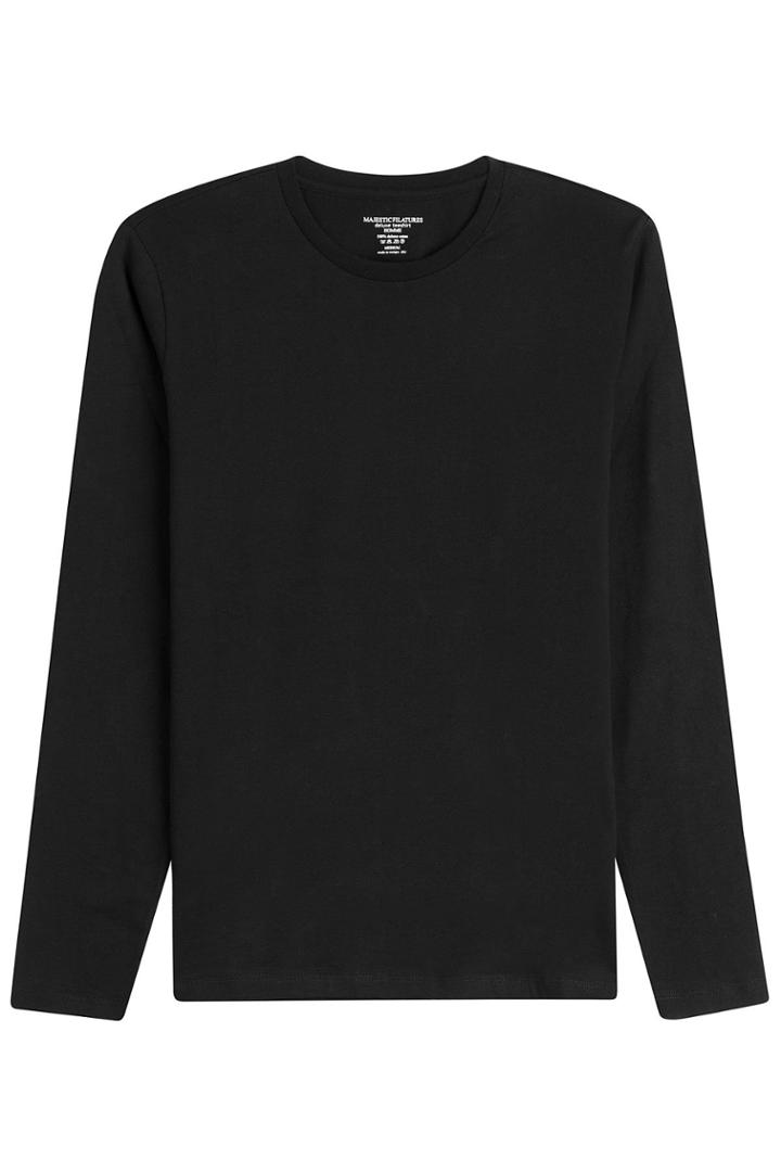 Majestic Majestic Long Sleeved Cotton Top - Black