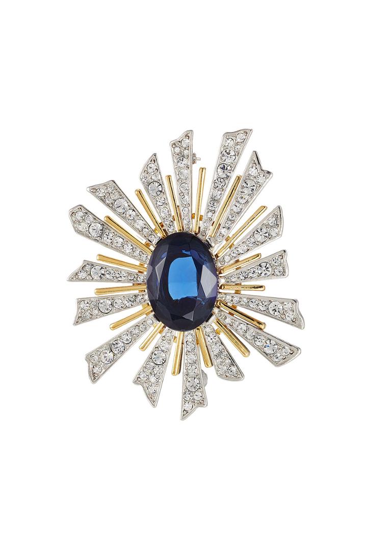 Kenneth Jay Lane Kenneth Jay Lane Crystal Embellished Brooch - Blue