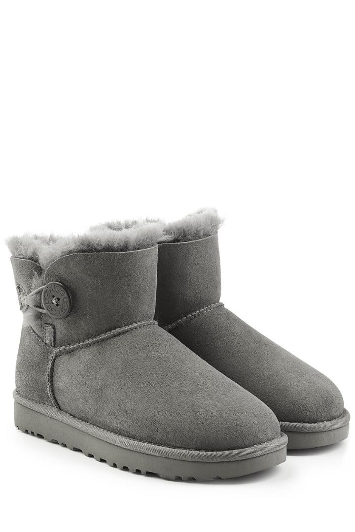 Ugg Australia Ugg Australia Shearling Lined Suede Boots With Button - Grey
