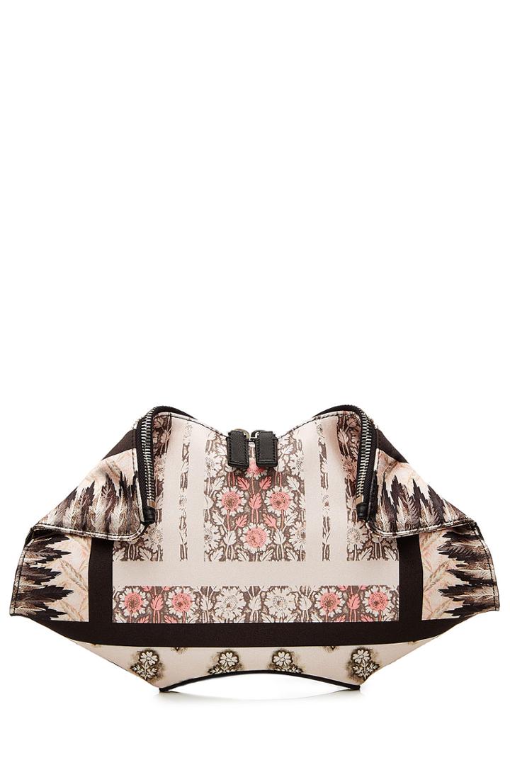 Alexander Mcqueen Alexander Mcqueen De Manta Small Printed Silk Clutch With Leather - Rose
