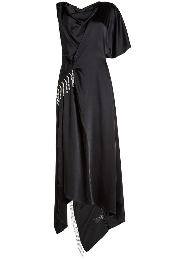 Christopher Kane Christopher Kane Asymmetric Satin Dress With Crystal Embellishment