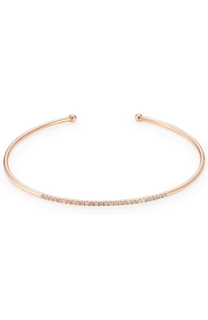 Diane Kordas 18kt Rose Gold Bangle With White Diamonds