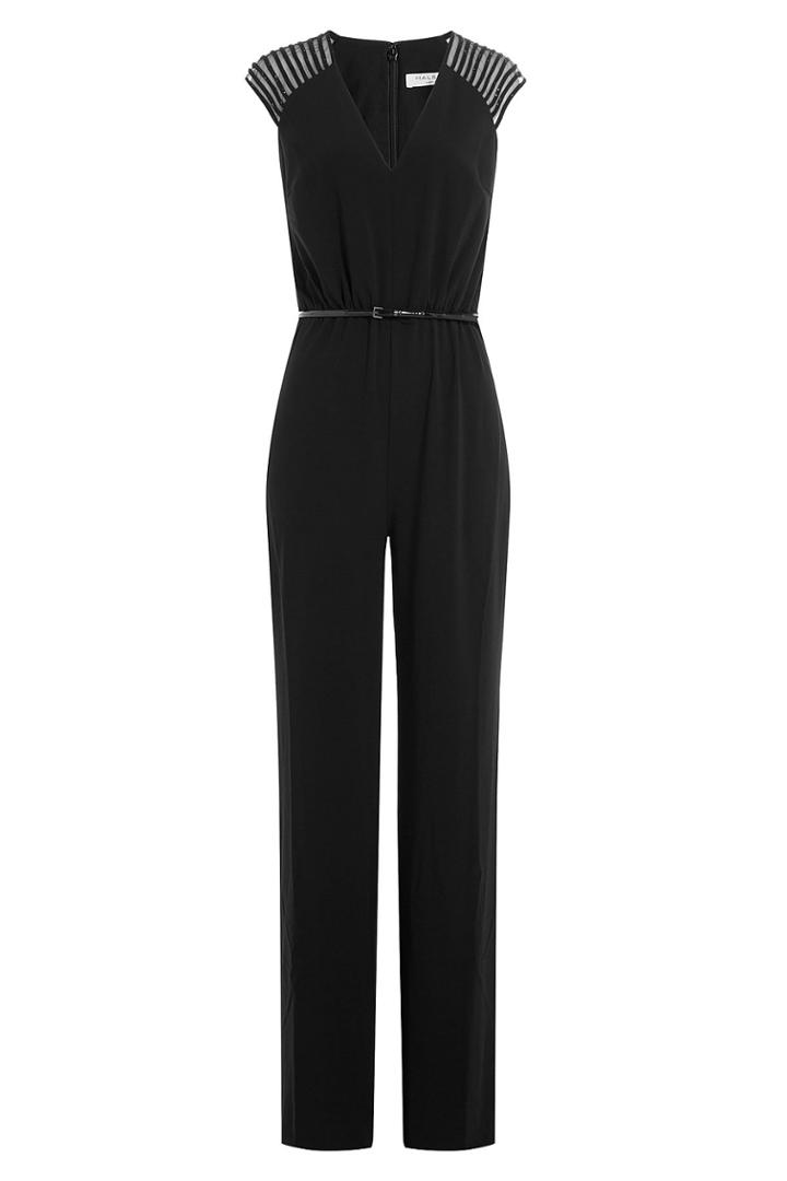 Halston Heritage Halston Heritage Jumpsuit With Sheer Embroidered Shoulders