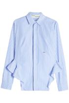 Off White Off White Striped Cotton Shirt With Ruffle Hem