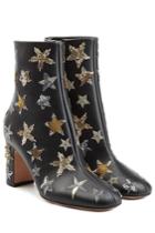 Valentino Valentino Leather Ankle Boots With Embroidery