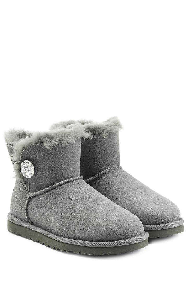 Ugg Australia Ugg Australia Mini Bailey Bling Boots With Swarovski Crystal - Grey