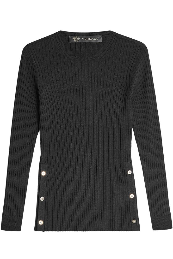 Versace Versace Ribbed Wool Pullover With Buttoned Sides