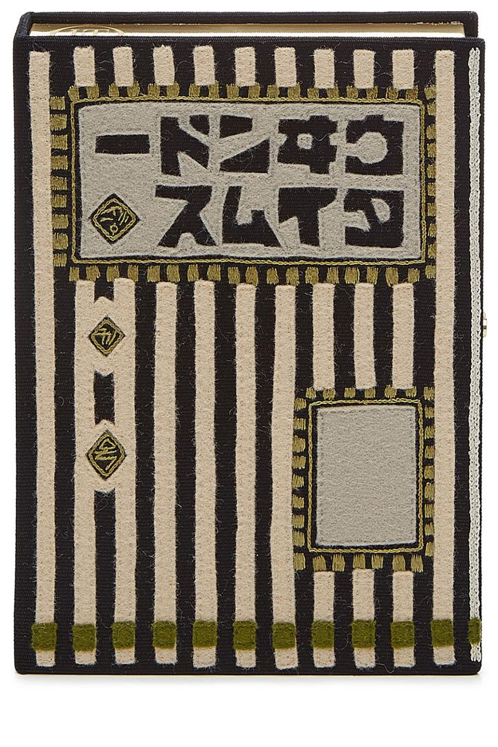 Olympia Le-tan Olympia Le-tan Embroidered Stripes Book Clutch
