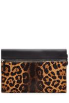 Victoria Beckham Victoria Beckham Small Zip Leather Clutch With Printed Calf Hair - Multicolor