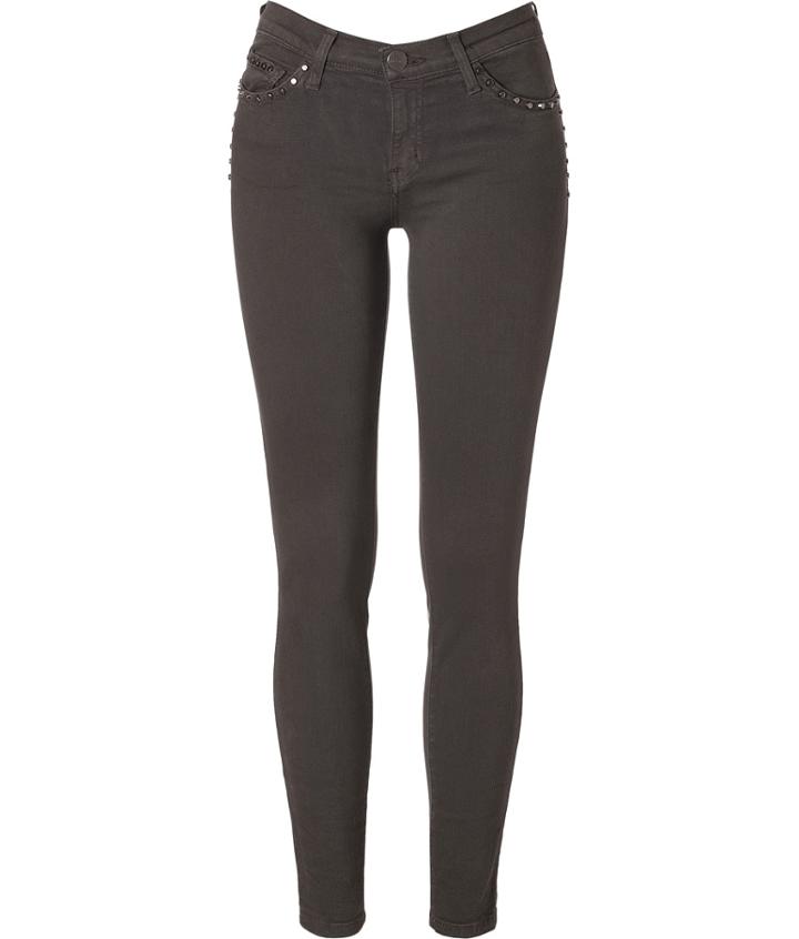 Current/elliott Ankle Skinny Jeans With Studs In Licorice