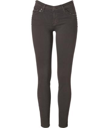 Current/elliott Ankle Skinny Jeans With Studs In Licorice