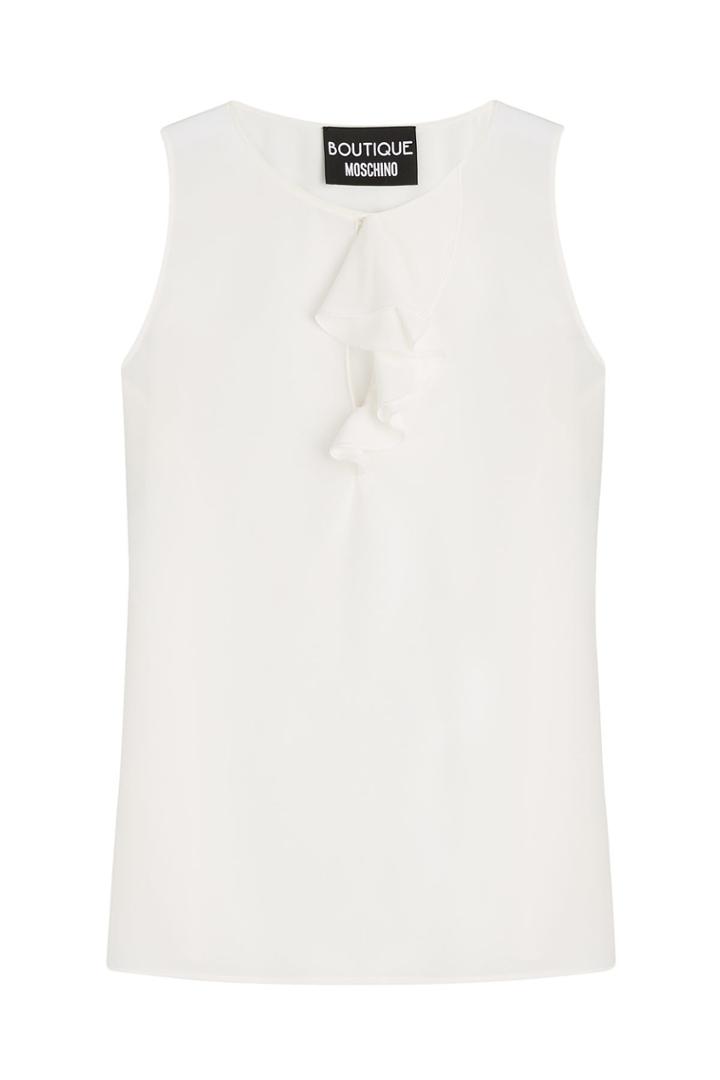 Boutique Moschino Boutique Moschino Silk Blouse With Ruffled Front - None