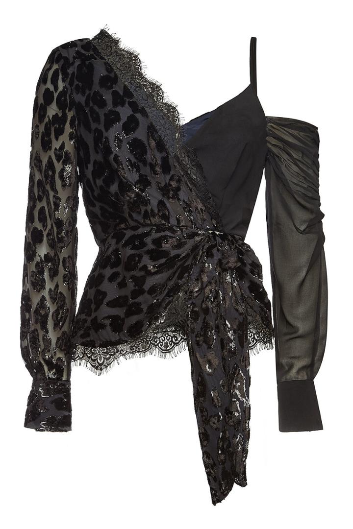 Self-portrait Self-portrait Metallic Leopard Wrap Top