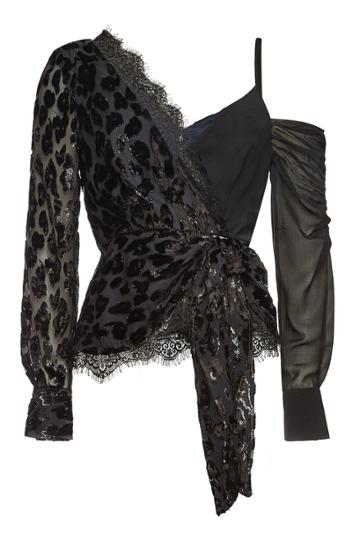 Self-portrait Self-portrait Metallic Leopard Wrap Top